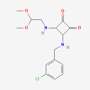 molecular formula C15H19ClN2O4 B15119395 3-{[(3-Chlorophenyl)methyl]amino}-4-[(2,2-dimethoxyethyl)amino]cyclobut-3-ene-1,2-dione 