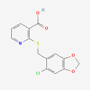 2-{[(6-Chloro-1,3-benzodioxol-5-yl)methyl]sulfanyl}pyridine-3-carboxylic acid