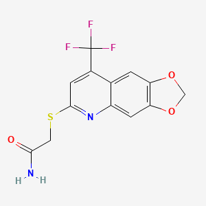 molecular formula C13H9F3N2O3S B15119440 2-{[8-(Trifluoromethyl)-2H-[1,3]dioxolo[4,5-G]quinolin-6-YL]sulfanyl}acetamide 