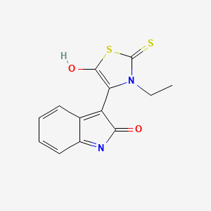 (3E)-3-(3-ethyl-5-oxo-2-thioxo-1,3-thiazolidin-4-ylidene)-1,3-dihydro-2H-indol-2-one