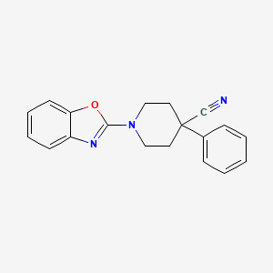 molecular formula C19H17N3O B15119470 1-(1,3-Benzoxazol-2-yl)-4-phenylpiperidine-4-carbonitrile 