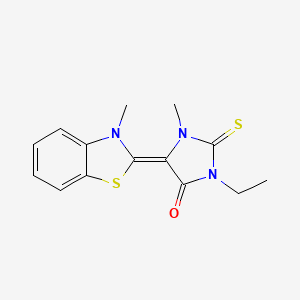 molecular formula C14H15N3OS2 B15119479 (5E)-3-ethyl-1-methyl-5-(3-methyl-1,3-benzothiazol-2(3H)-ylidene)-2-thioxoimidazolidin-4-one 