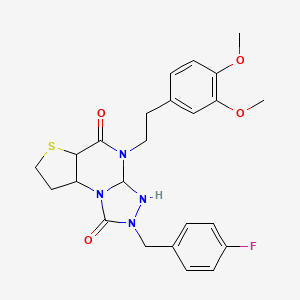 8-[2-(3,4-Dimethoxyphenyl)ethyl]-11-[(4-fluorophenyl)methyl]-5-thia-1,8,10,11-tetraazatricyclo[7.3.0.0^{2,6}]dodeca-2(6),3,9-triene-7,12-dione