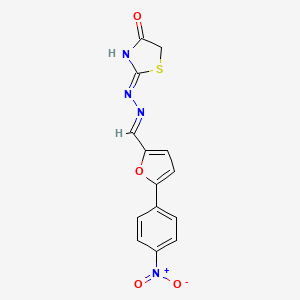 (2Z)-2-[(2E)-{[5-(4-nitrophenyl)furan-2-yl]methylidene}hydrazinylidene]-1,3-thiazolidin-4-one