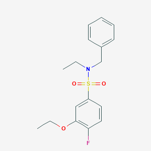 molecular formula C17H20FNO3S B15119570 N-benzyl-3-ethoxy-N-ethyl-4-fluorobenzene-1-sulfonamide 