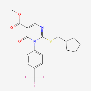 Methyl 2-[(cyclopentylmethyl)sulfanyl]-6-oxo-1-[4-(trifluoromethyl)phenyl]-1,6-dihydropyrimidine-5-carboxylate