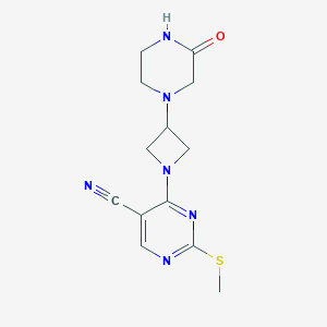 2-(Methylsulfanyl)-4-[3-(3-oxopiperazin-1-yl)azetidin-1-yl]pyrimidine-5-carbonitrile