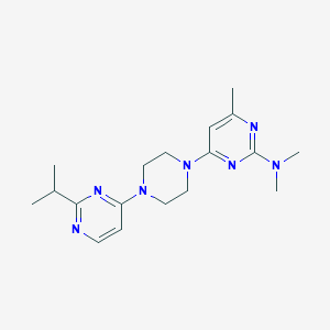 molecular formula C18H27N7 B15119637 N,N,4-trimethyl-6-{4-[2-(propan-2-yl)pyrimidin-4-yl]piperazin-1-yl}pyrimidin-2-amine 