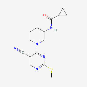 molecular formula C15H19N5OS B15119649 N-{1-[5-cyano-2-(methylsulfanyl)pyrimidin-4-yl]piperidin-3-yl}cyclopropanecarboxamide 