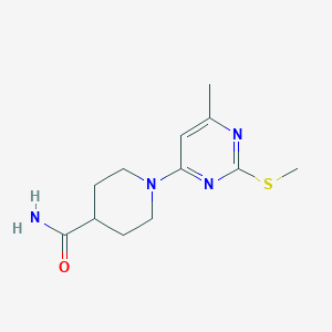 molecular formula C12H18N4OS B15119664 1-[6-Methyl-2-(methylsulfanyl)pyrimidin-4-yl]piperidine-4-carboxamide 