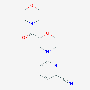 molecular formula C15H18N4O3 B15119691 6-[2-(Morpholine-4-carbonyl)morpholin-4-yl]pyridine-2-carbonitrile 