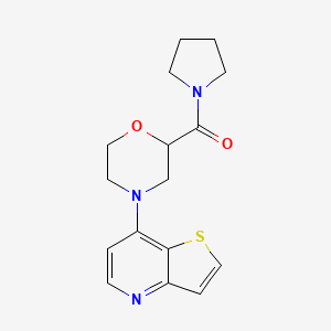 molecular formula C16H19N3O2S B15119715 2-(Pyrrolidine-1-carbonyl)-4-{thieno[3,2-b]pyridin-7-yl}morpholine 