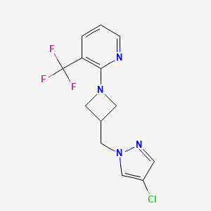 molecular formula C13H12ClF3N4 B15119720 2-{3-[(4-chloro-1H-pyrazol-1-yl)methyl]azetidin-1-yl}-3-(trifluoromethyl)pyridine 