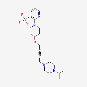 molecular formula C22H31F3N4O B15119816 1-(Propan-2-yl)-4-[4-({1-[3-(trifluoromethyl)pyridin-2-yl]piperidin-4-yl}oxy)but-2-yn-1-yl]piperazine 