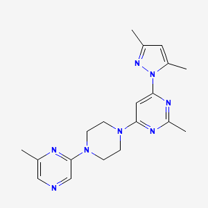 molecular formula C19H24N8 B15119836 4-(3,5-dimethyl-1H-pyrazol-1-yl)-2-methyl-6-[4-(6-methylpyrazin-2-yl)piperazin-1-yl]pyrimidine 