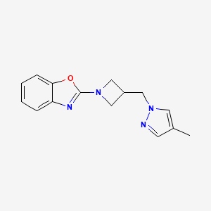 2-{3-[(4-methyl-1H-pyrazol-1-yl)methyl]azetidin-1-yl}-1,3-benzoxazole