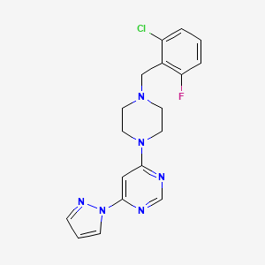 molecular formula C18H18ClFN6 B15119863 4-{4-[(2-chloro-6-fluorophenyl)methyl]piperazin-1-yl}-6-(1H-pyrazol-1-yl)pyrimidine 