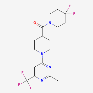 molecular formula C17H21F5N4O B15119880 4-[4-(4,4-Difluoropiperidine-1-carbonyl)piperidin-1-yl]-2-methyl-6-(trifluoromethyl)pyrimidine 