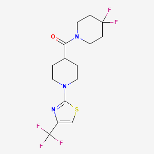 molecular formula C15H18F5N3OS B15119915 4-(4,4-Difluoropiperidine-1-carbonyl)-1-[4-(trifluoromethyl)-1,3-thiazol-2-yl]piperidine 