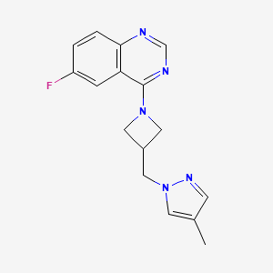 6-fluoro-4-{3-[(4-methyl-1H-pyrazol-1-yl)methyl]azetidin-1-yl}quinazoline