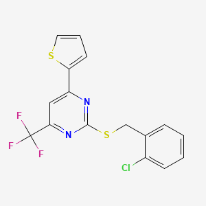 2-[(2-Chlorobenzyl)sulfanyl]-4-(thiophen-2-yl)-6-(trifluoromethyl)pyrimidine