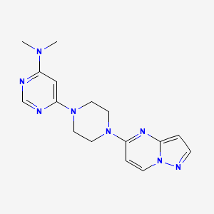 molecular formula C16H20N8 B15120276 N,N-dimethyl-6-(4-{pyrazolo[1,5-a]pyrimidin-5-yl}piperazin-1-yl)pyrimidin-4-amine 