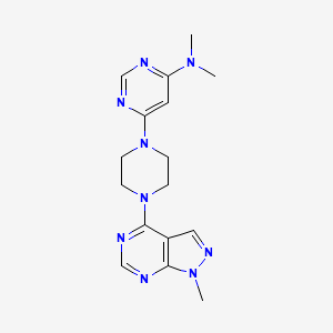 molecular formula C16H21N9 B15120383 N,N-dimethyl-6-(4-{1-methyl-1H-pyrazolo[3,4-d]pyrimidin-4-yl}piperazin-1-yl)pyrimidin-4-amine 