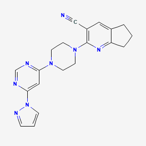 2-{4-[6-(1H-pyrazol-1-yl)pyrimidin-4-yl]piperazin-1-yl}-5H,6H,7H-cyclopenta[b]pyridine-3-carbonitrile