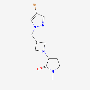 molecular formula C12H17BrN4O B15120430 3-{3-[(4-bromo-1H-pyrazol-1-yl)methyl]azetidin-1-yl}-1-methylpyrrolidin-2-one 