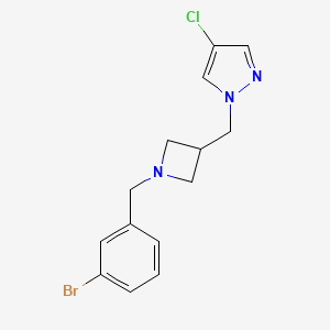 molecular formula C14H15BrClN3 B15120440 1-({1-[(3-bromophenyl)methyl]azetidin-3-yl}methyl)-4-chloro-1H-pyrazole 