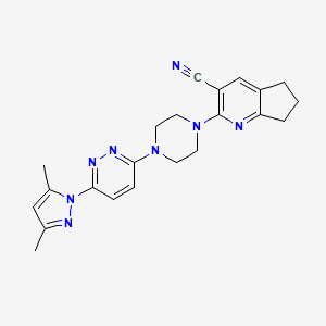 2-{4-[6-(3,5-dimethyl-1H-pyrazol-1-yl)pyridazin-3-yl]piperazin-1-yl}-5H,6H,7H-cyclopenta[b]pyridine-3-carbonitrile