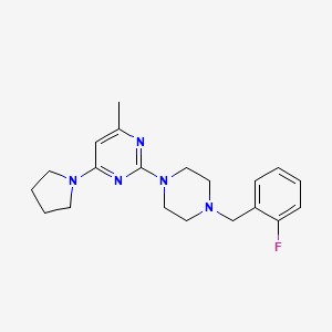 molecular formula C20H26FN5 B15120500 2-{4-[(2-Fluorophenyl)methyl]piperazin-1-yl}-4-methyl-6-(pyrrolidin-1-yl)pyrimidine 