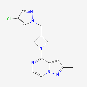 4-chloro-1-[(1-{2-methylpyrazolo[1,5-a]pyrazin-4-yl}azetidin-3-yl)methyl]-1H-pyrazole