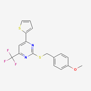 2-[(4-Methoxybenzyl)sulfanyl]-4-(thiophen-2-yl)-6-(trifluoromethyl)pyrimidine