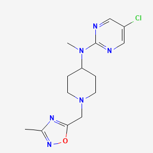 molecular formula C14H19ClN6O B15120622 5-chloro-N-methyl-N-{1-[(3-methyl-1,2,4-oxadiazol-5-yl)methyl]piperidin-4-yl}pyrimidin-2-amine 