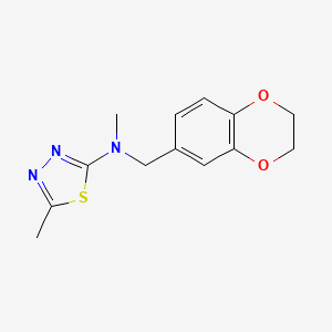 molecular formula C13H15N3O2S B15120694 N-[(2,3-dihydro-1,4-benzodioxin-6-yl)methyl]-N,5-dimethyl-1,3,4-thiadiazol-2-amine 