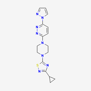 molecular formula C16H18N8S B15120711 3-[4-(3-cyclopropyl-1,2,4-thiadiazol-5-yl)piperazin-1-yl]-6-(1H-pyrazol-1-yl)pyridazine 