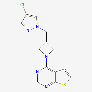 4-chloro-1-[(1-{thieno[2,3-d]pyrimidin-4-yl}azetidin-3-yl)methyl]-1H-pyrazole