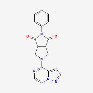 molecular formula C18H15N5O2 B15121056 2-Phenyl-5-{pyrazolo[1,5-a]pyrazin-4-yl}-octahydropyrrolo[3,4-c]pyrrole-1,3-dione 