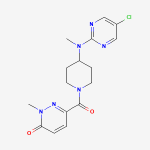 molecular formula C16H19ClN6O2 B15121114 6-{4-[(5-Chloropyrimidin-2-yl)(methyl)amino]piperidine-1-carbonyl}-2-methyl-2,3-dihydropyridazin-3-one 