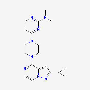 molecular formula C19H24N8 B15121136 4-(4-{2-cyclopropylpyrazolo[1,5-a]pyrazin-4-yl}piperazin-1-yl)-N,N-dimethylpyrimidin-2-amine 