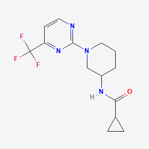 molecular formula C14H17F3N4O B15121172 N-{1-[4-(trifluoromethyl)pyrimidin-2-yl]piperidin-3-yl}cyclopropanecarboxamide 