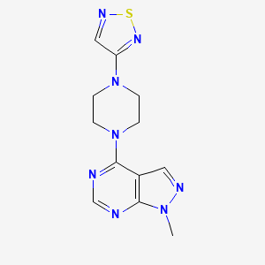 molecular formula C12H14N8S B15121176 1-{1-methyl-1H-pyrazolo[3,4-d]pyrimidin-4-yl}-4-(1,2,5-thiadiazol-3-yl)piperazine 