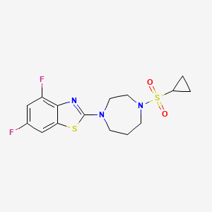 molecular formula C15H17F2N3O2S2 B15121188 2-[4-(Cyclopropanesulfonyl)-1,4-diazepan-1-yl]-4,6-difluoro-1,3-benzothiazole 