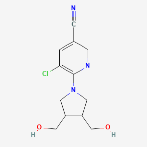 molecular formula C12H14ClN3O2 B15121210 6-[3,4-Bis(hydroxymethyl)pyrrolidin-1-yl]-5-chloropyridine-3-carbonitrile 