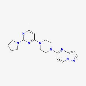 4-Methyl-6-(4-{pyrazolo[1,5-a]pyrimidin-5-yl}piperazin-1-yl)-2-(pyrrolidin-1-yl)pyrimidine