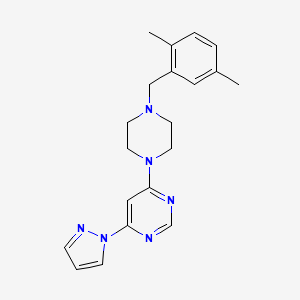 molecular formula C20H24N6 B15121281 4-{4-[(2,5-dimethylphenyl)methyl]piperazin-1-yl}-6-(1H-pyrazol-1-yl)pyrimidine 