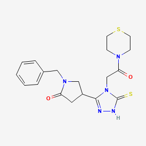 1-benzyl-4-{4-[2-oxo-2-(thiomorpholin-4-yl)ethyl]-5-sulfanylidene-4,5-dihydro-1H-1,2,4-triazol-3-yl}pyrrolidin-2-one