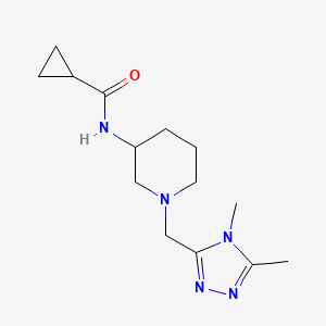 molecular formula C14H23N5O B15121336 N-{1-[(4,5-dimethyl-4H-1,2,4-triazol-3-yl)methyl]piperidin-3-yl}cyclopropanecarboxamide 