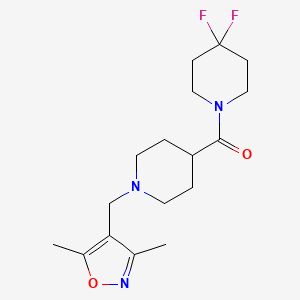 molecular formula C17H25F2N3O2 B15121338 1-{1-[(3,5-Dimethyl-1,2-oxazol-4-yl)methyl]piperidine-4-carbonyl}-4,4-difluoropiperidine 